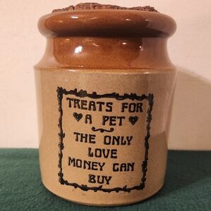 Vintage Stonewar Pet Treat Canister England Cookie Biscuit Storage